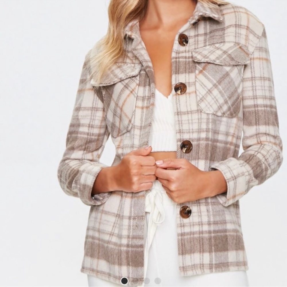 Plaid button up shacket - Picture 3 of 6